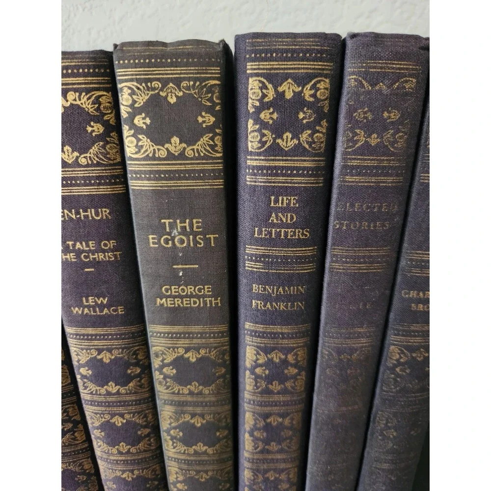 Vtg Book League America Puritan‎ Liberty Set (9) HC 1940s Navy Blue Gold Books